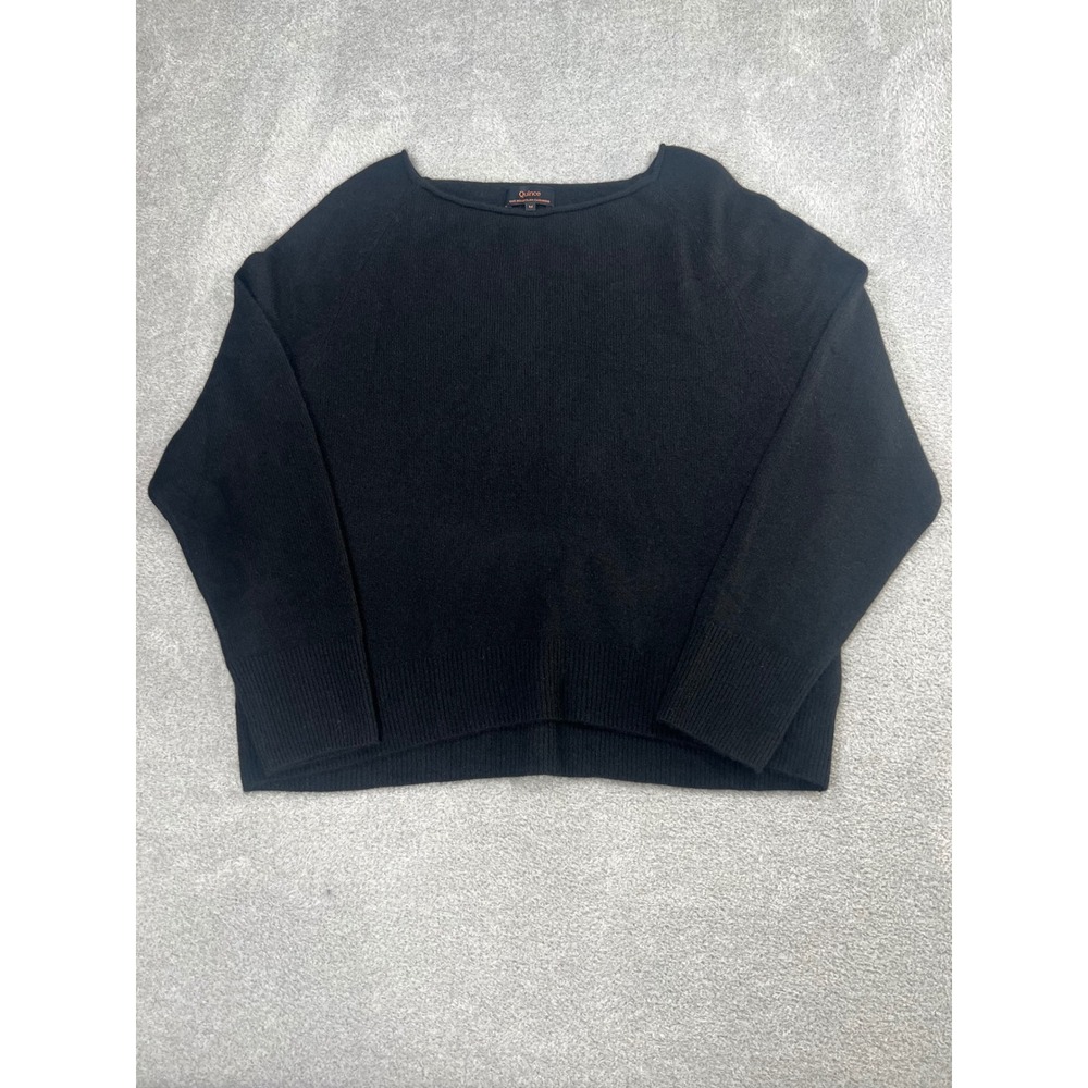 Quince Cashmere Sweater M Black Boatneck Raglan 100% Mongolian Luxury Minimalist